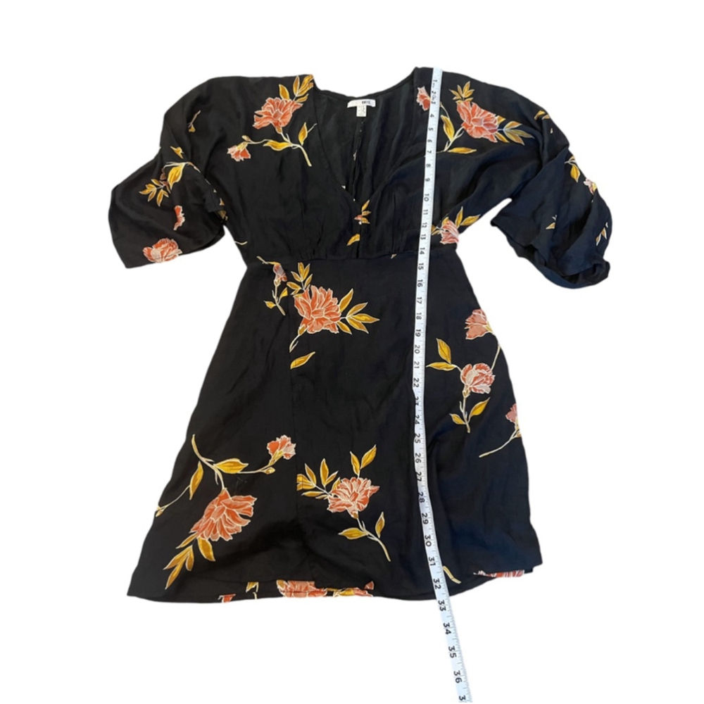 Amuse Society Floral Mini Dress Black Pink Boho V-Neck Long Sleeve S - Picture 8 of 11